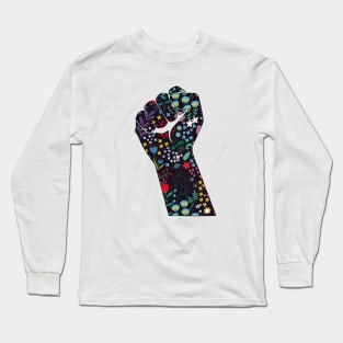 Black Lives Matter Floral Hand Long Sleeve T-Shirt